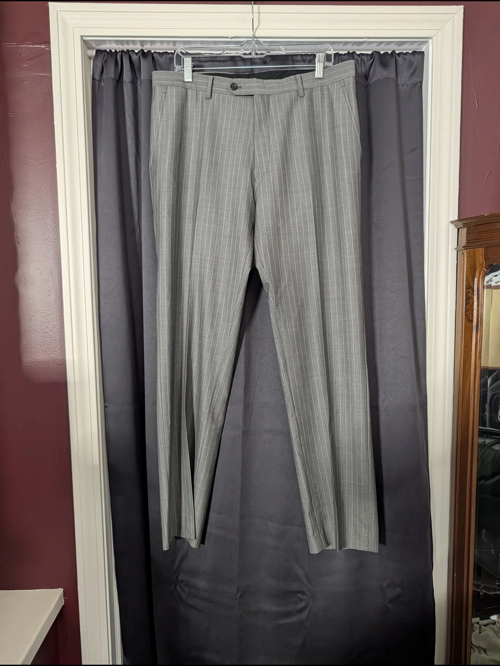 CARVEN Gray Pinstripe Savile Row Wool Men's 2pc Suit - Jacket and Trousers